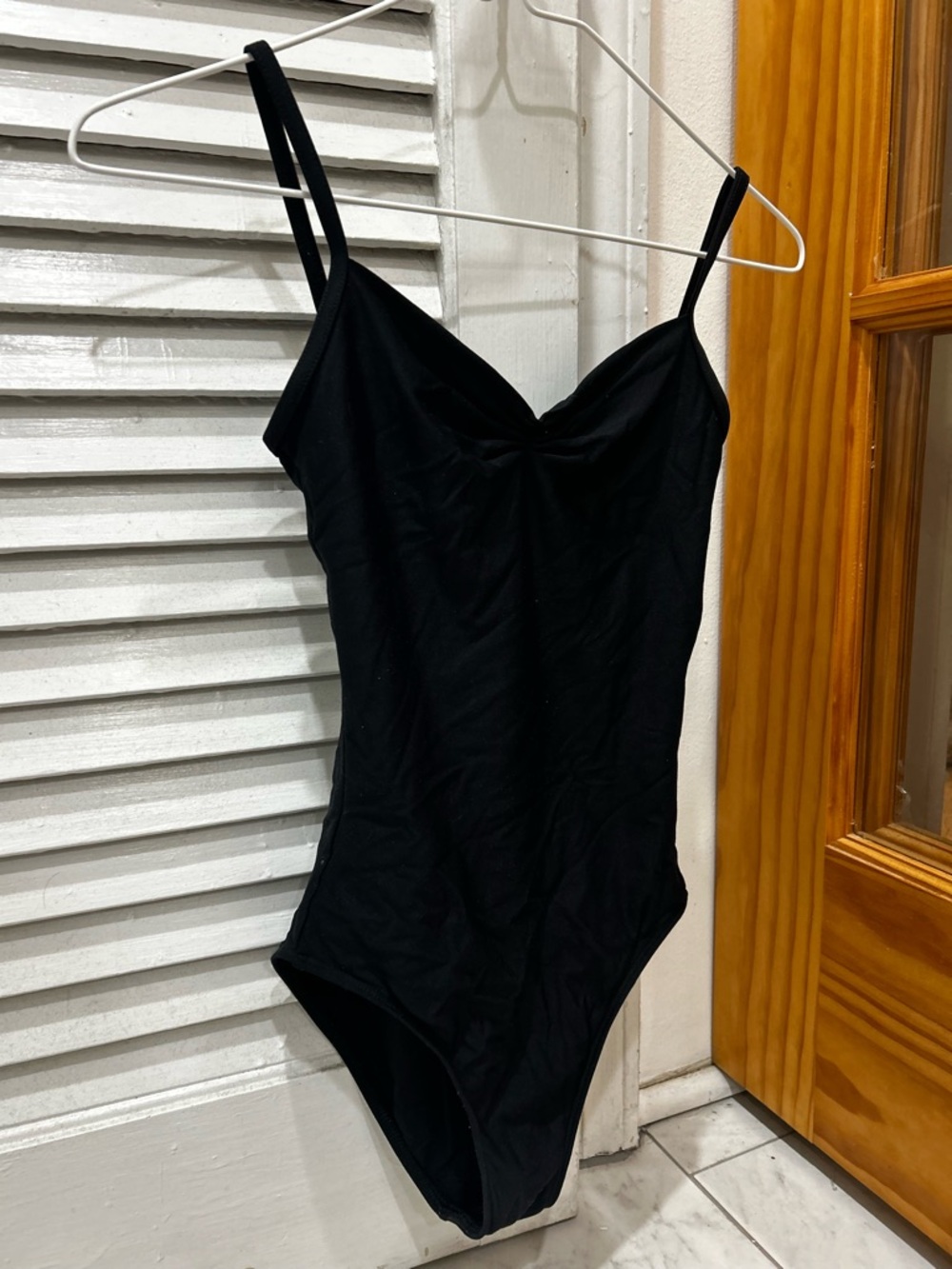 Classic Black Spaghetti Strap Ballet Leotard WearMoi